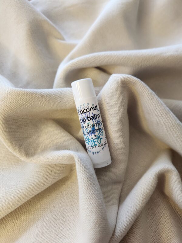 lip balm container with product label