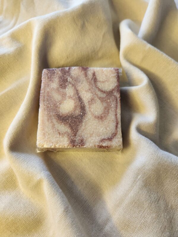 soap bar with swirls of deep red