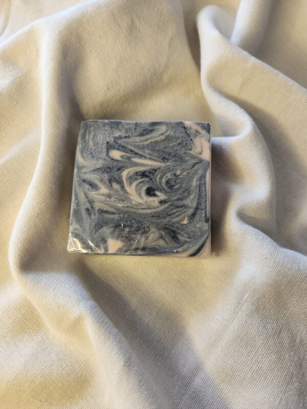 soap bar with swirls of black