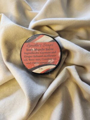 2 ounce salve container with product label