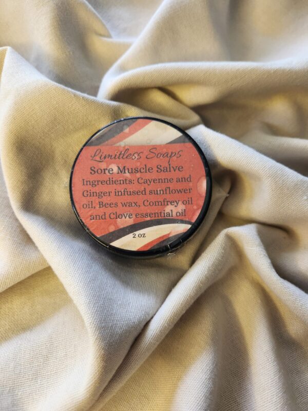 2 ounce salve container with product label