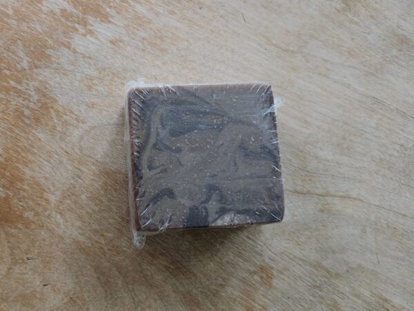 soap bar with swirls of deep browns