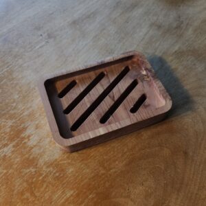 rectangular wooden soap dish with drainage slots